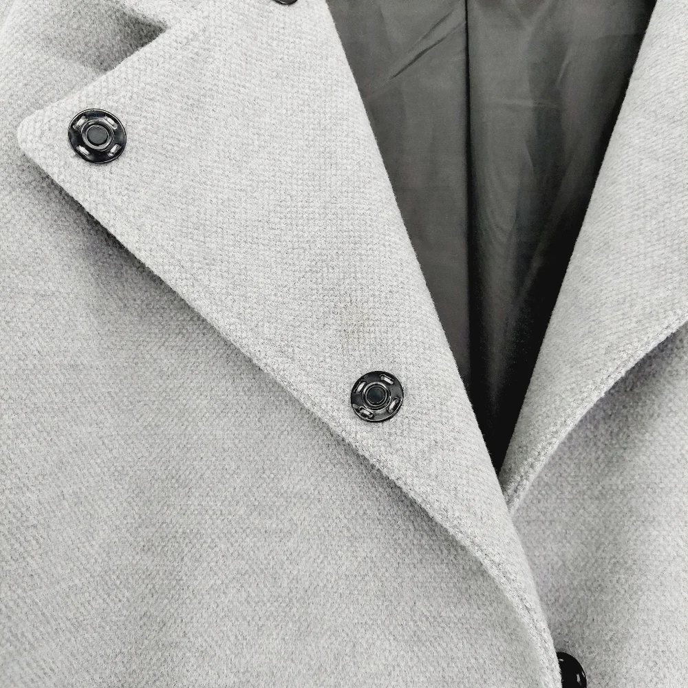 Suzy D Gray Black Color Block Snap Long Sleeve Winter Coat  Z72 - Picture 3 of 8